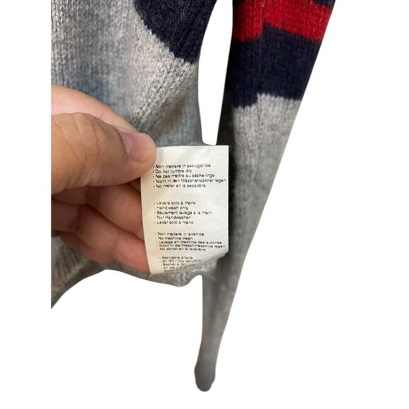 Brandy Melville Pullover Sweater Grey Blue & Red Stripe wool cashmere blend L - Picture 4 of 6
